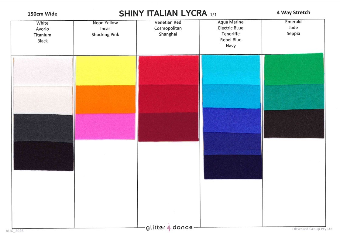 Shiny Italian Lycra Chart