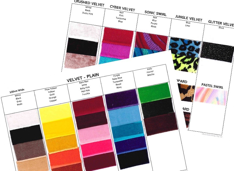 Velvet Spandex Chart