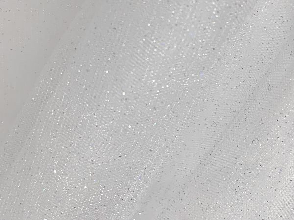 Glitter Tulle White Silver