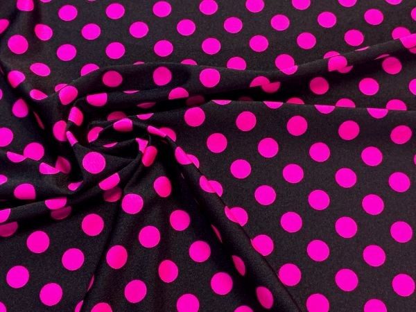 Dance Dots Spandex Cerise on Black