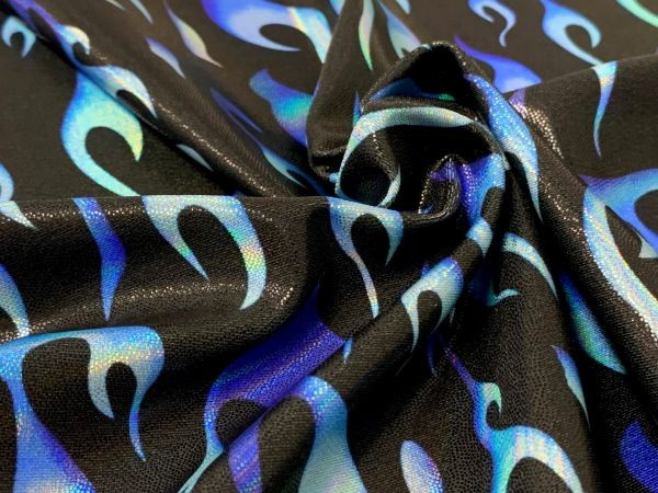 Flame Foil Spandex - Blue