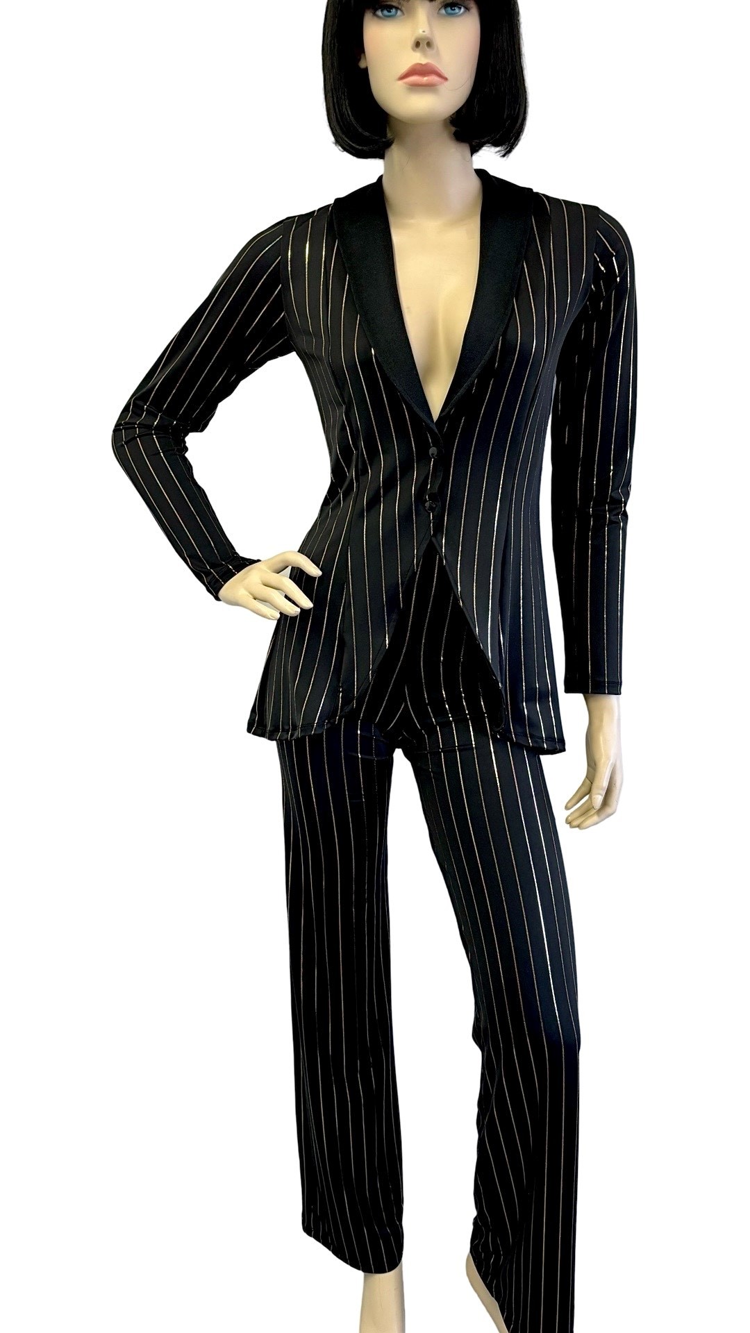 Pinstripe Spandex Gold