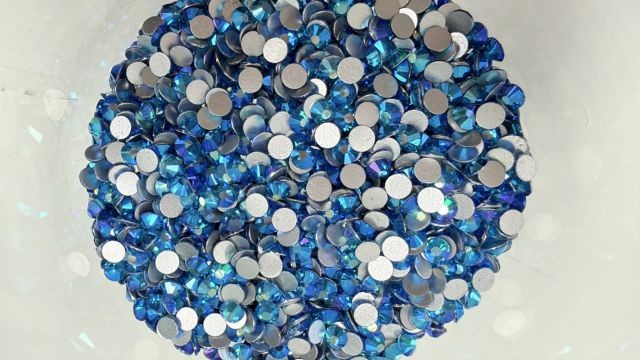 Bulk Flatback Glass Diamonte Capri Blue AB