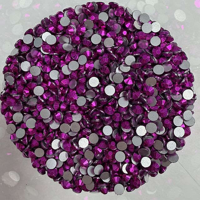 Bulk Flatback Glass Diamonte Fuchsia Clear