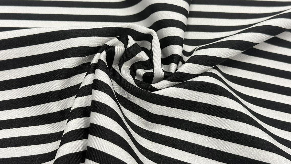 Narrow Stripe Spandex Black White 1/4 inch