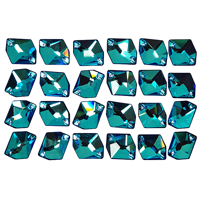 Glass Crystal Flat Back Tray Teal Green