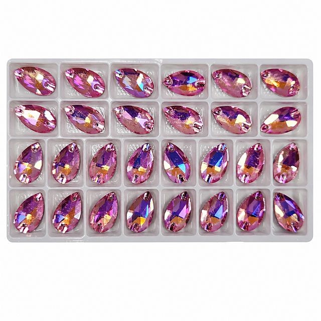 Glass Crystal Flat Back Tray Pink AB