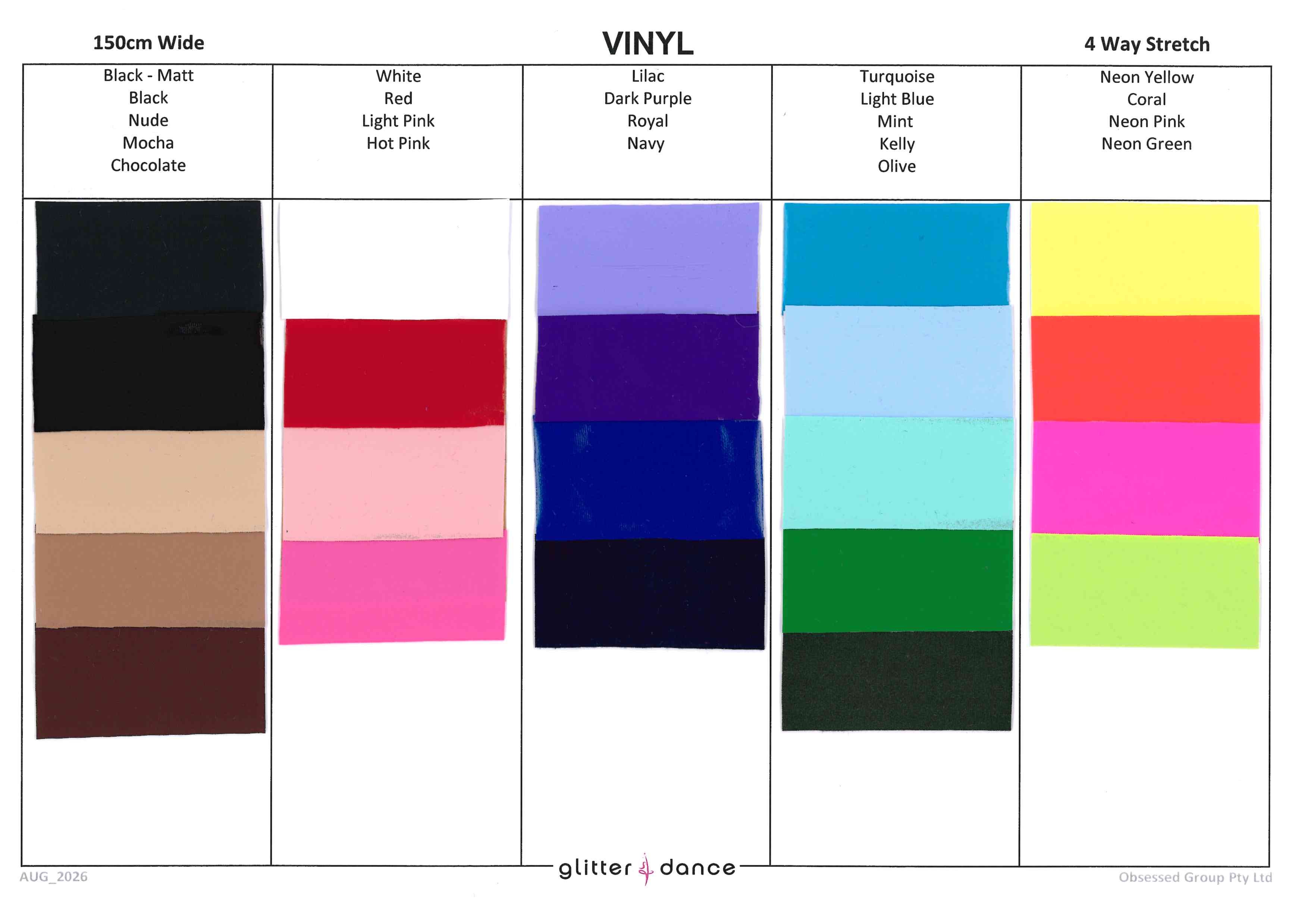 Vinyl Spandex Chart