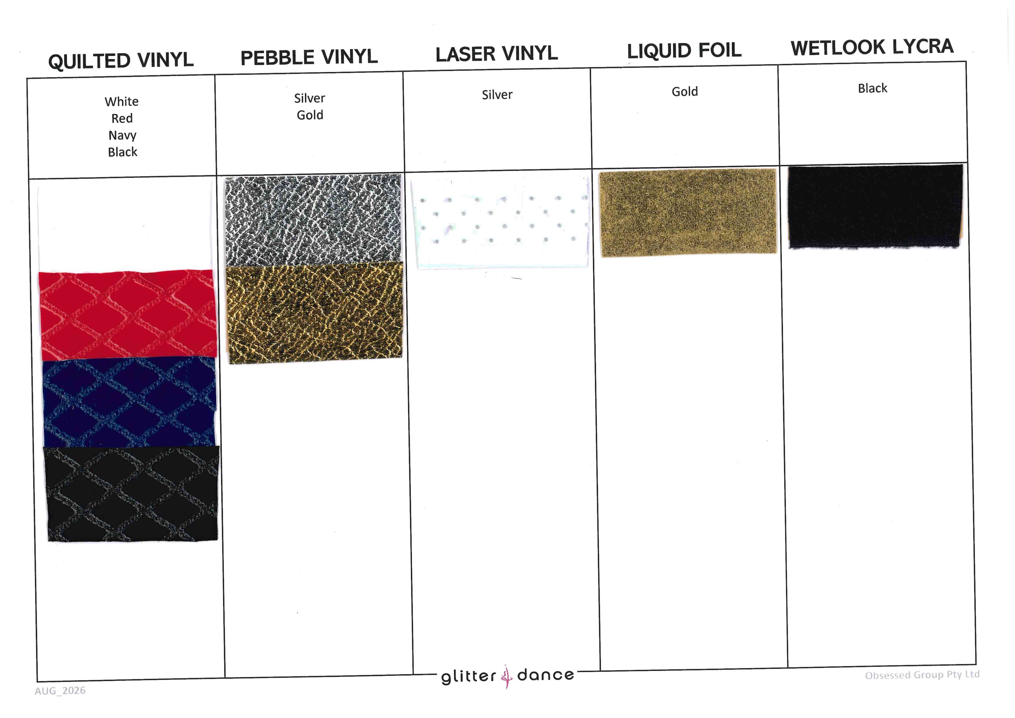 Vinyl Spandex Chart