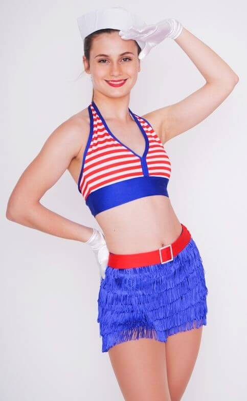 Dance Stripe Spandex Red White