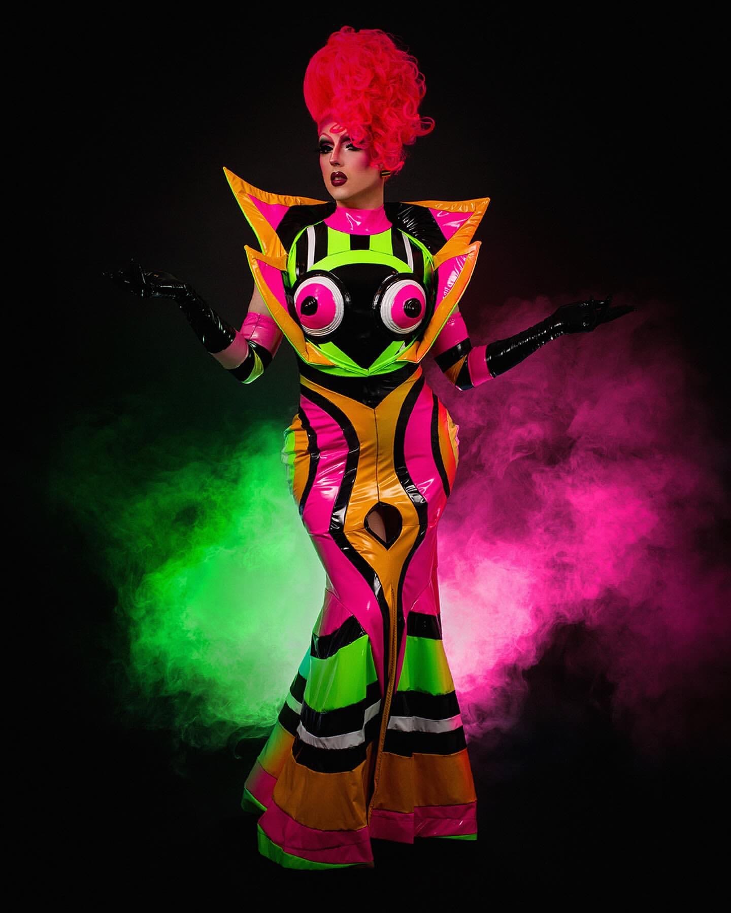 Neon abstract print performance costume